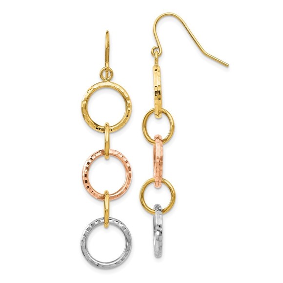 14k Tri-Color Diamond Cut Circle Dangle Earrings,All Products : American Fashion Style Bags On Sale 14k Tri-Color Diamond Cut Circle Dangle Earrings,All Products : American Fashion Style Bags On Sale